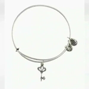 Alex and Ani Skeleton Key Charm Bangle In Rafaelian Silver-slight discoloration